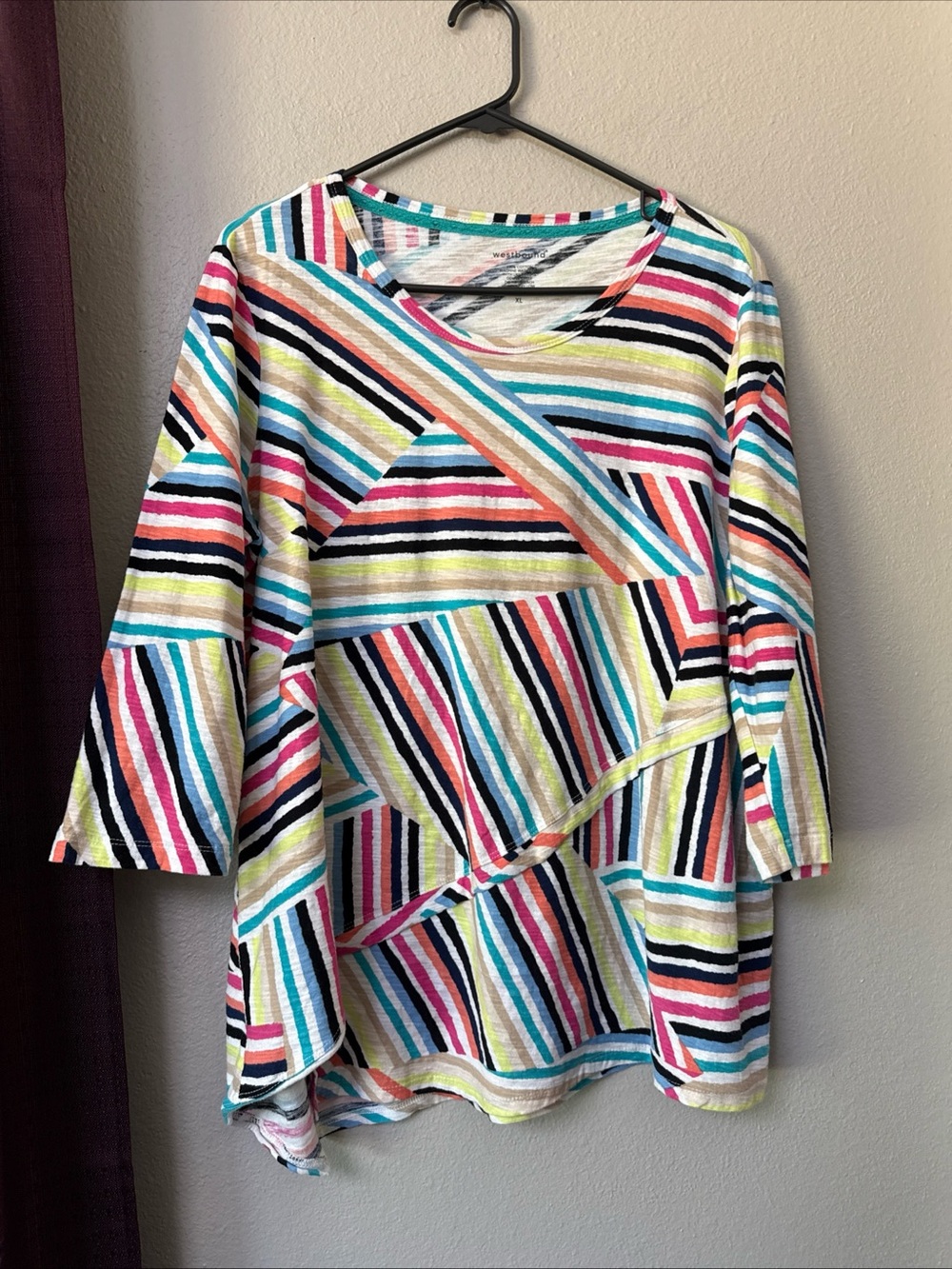 #859 Westbound Colorful Asymmetrical Top Size Extra Large